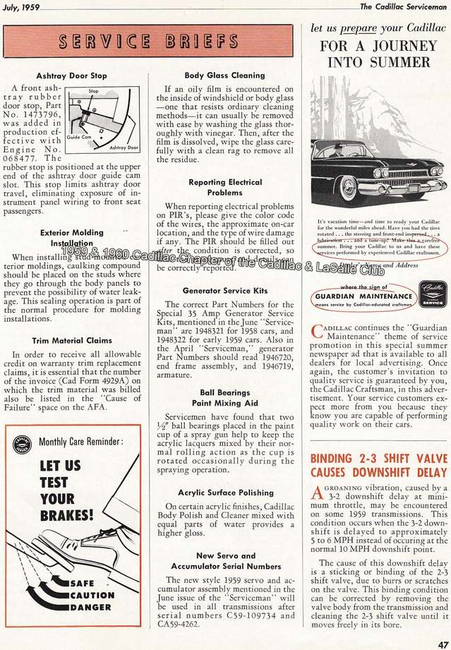 1959 Cadillac Serviceman, July issue