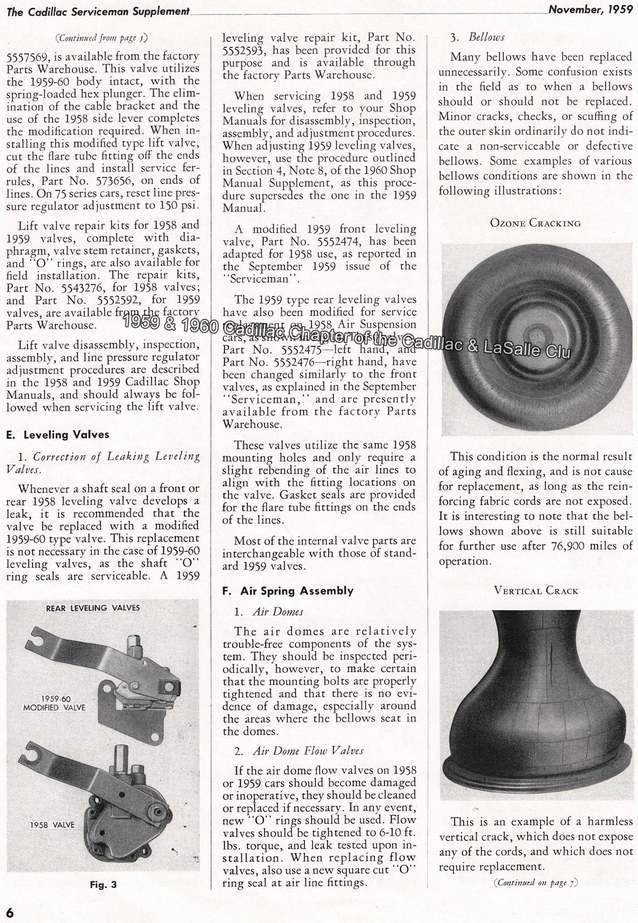 Air Suspension troubleshooting - 1959 Cadillac