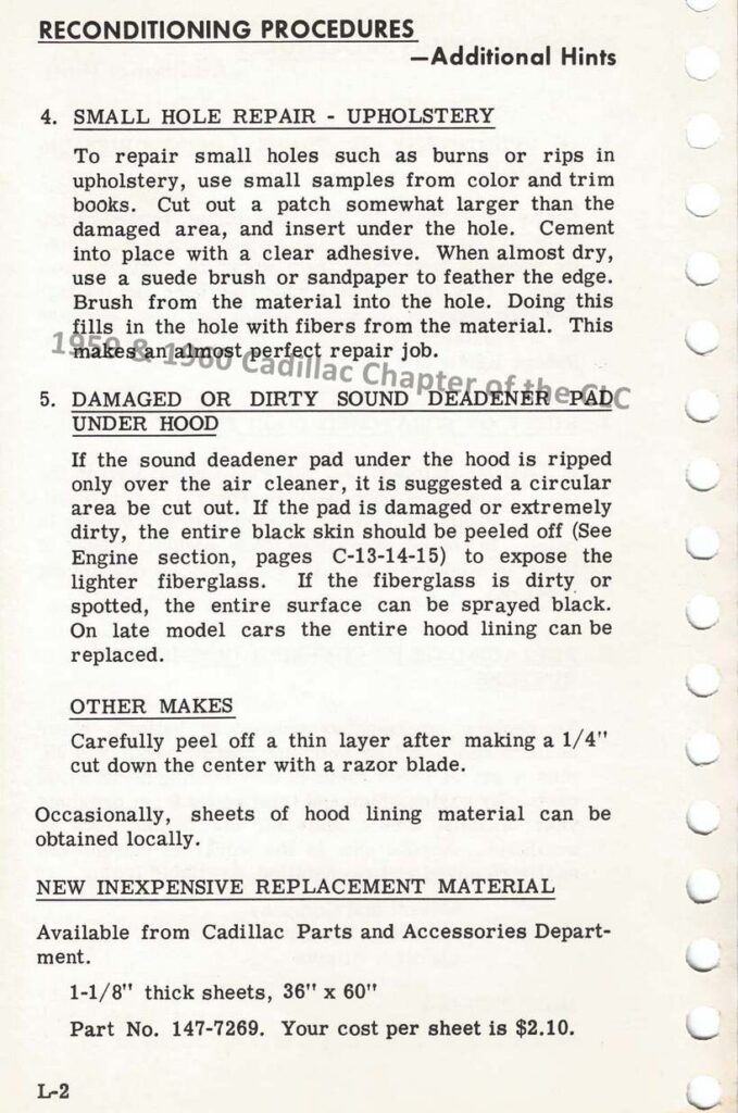 1960 Cadillac Dealer Used Car Reconditioning Manual